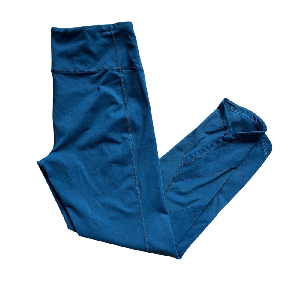 Victoria Sport‎ Knockout Leggings Womens Large Teal Scalloped Mesh Crop Tight